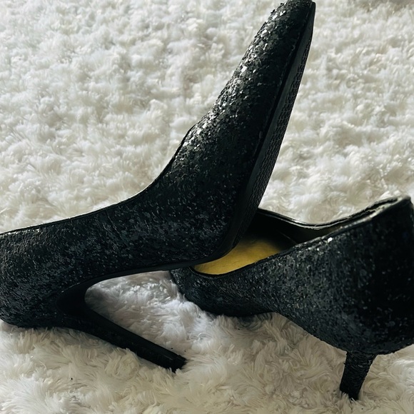 WOMEN’S MOSSIMO SPARKLE GLITTER BLACK STILETTOS HEELS - Picture 2 of 14
